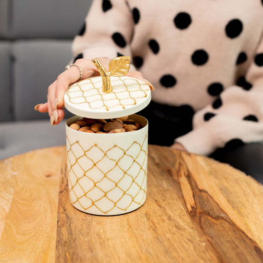 Arabic White Serving Jars with Lid & Tray