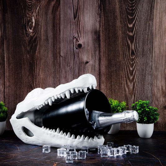 White Alligator Head Bottle Holder