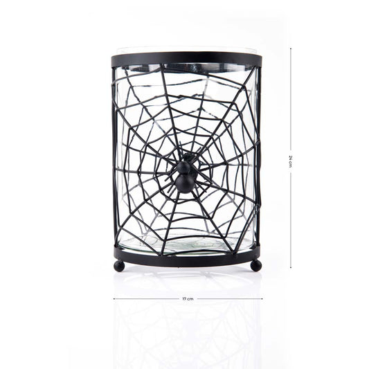 Cobweb Glass Hurricane Candle Holder