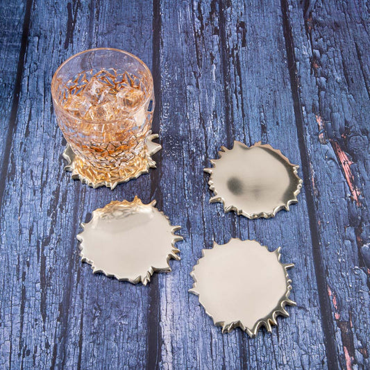 Gold Spill Fancy Drink Coasters (Set of 4 Pcs)