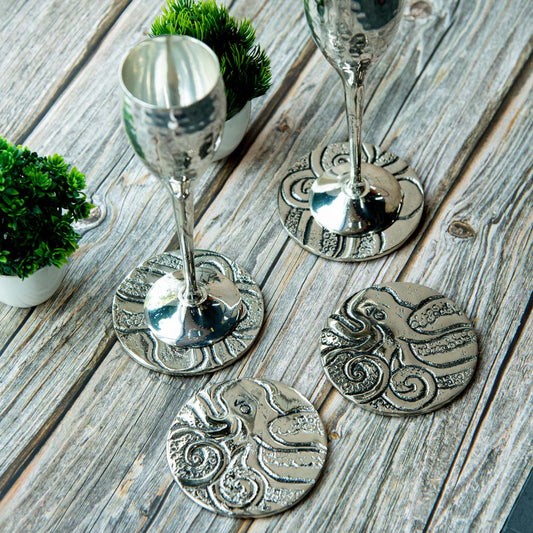 Silver Octa Coasters for Dining Table (Set of 4 Pcs)