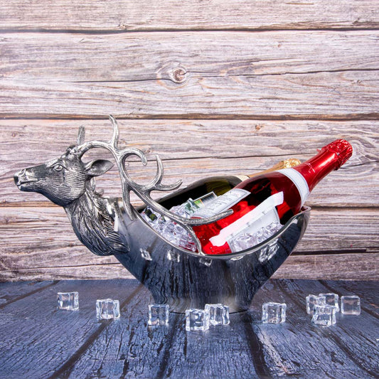 Silver Stag Head Wine Cooler Bucket