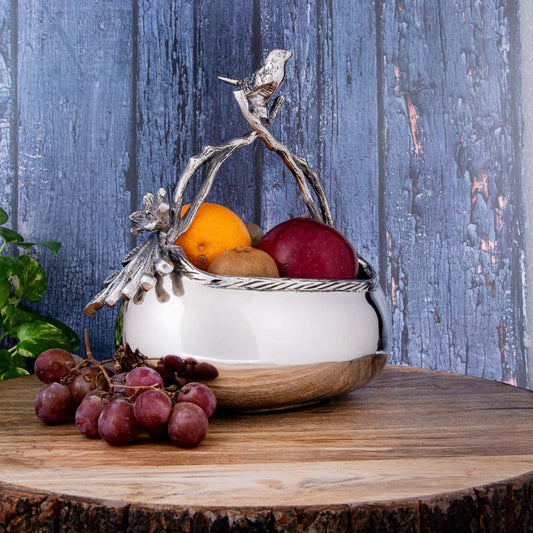 Avifauna Serving Bowl with Bird Handle